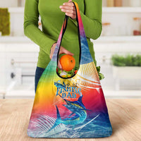 Fishing Dad Grocery Bag Fast Sharp and Strong Like a Sailfish