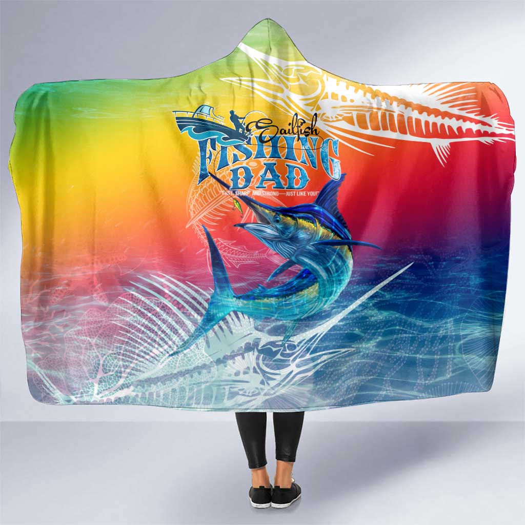 Fishing Dad Hooded Blanket Fast Sharp and Strong Like a Sailfish