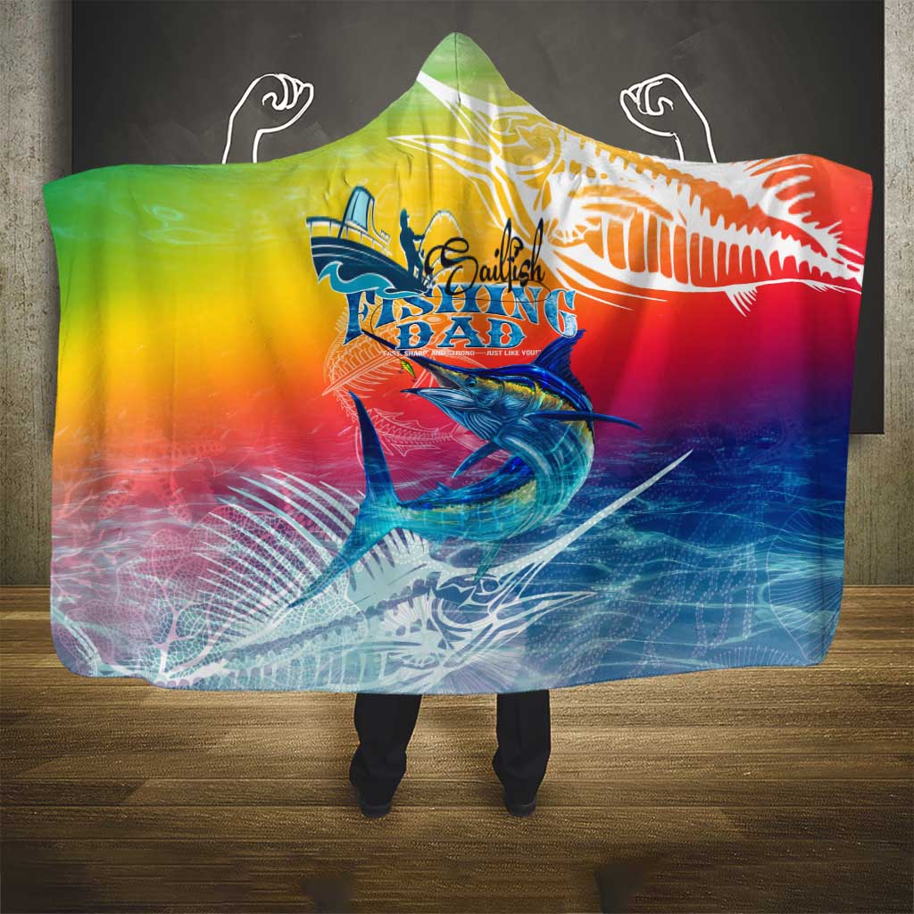 Fishing Dad Hooded Blanket Fast Sharp and Strong Like a Sailfish