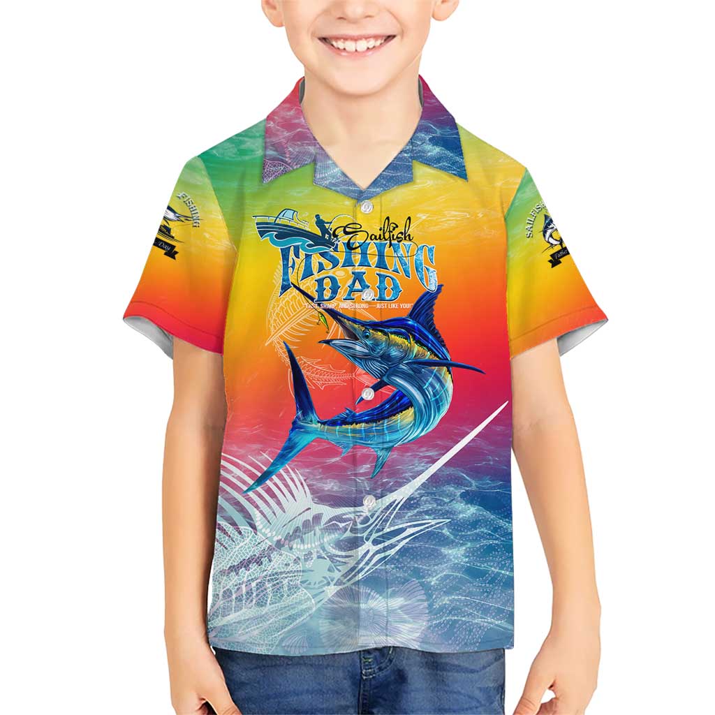 Fishing Dad Kid Hawaiian Shirt Fast Sharp and Strong Like a Sailfish