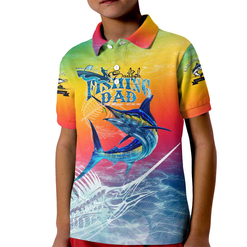 Fishing Dad Kid Polo Shirt Fast Sharp and Strong Like a Sailfish