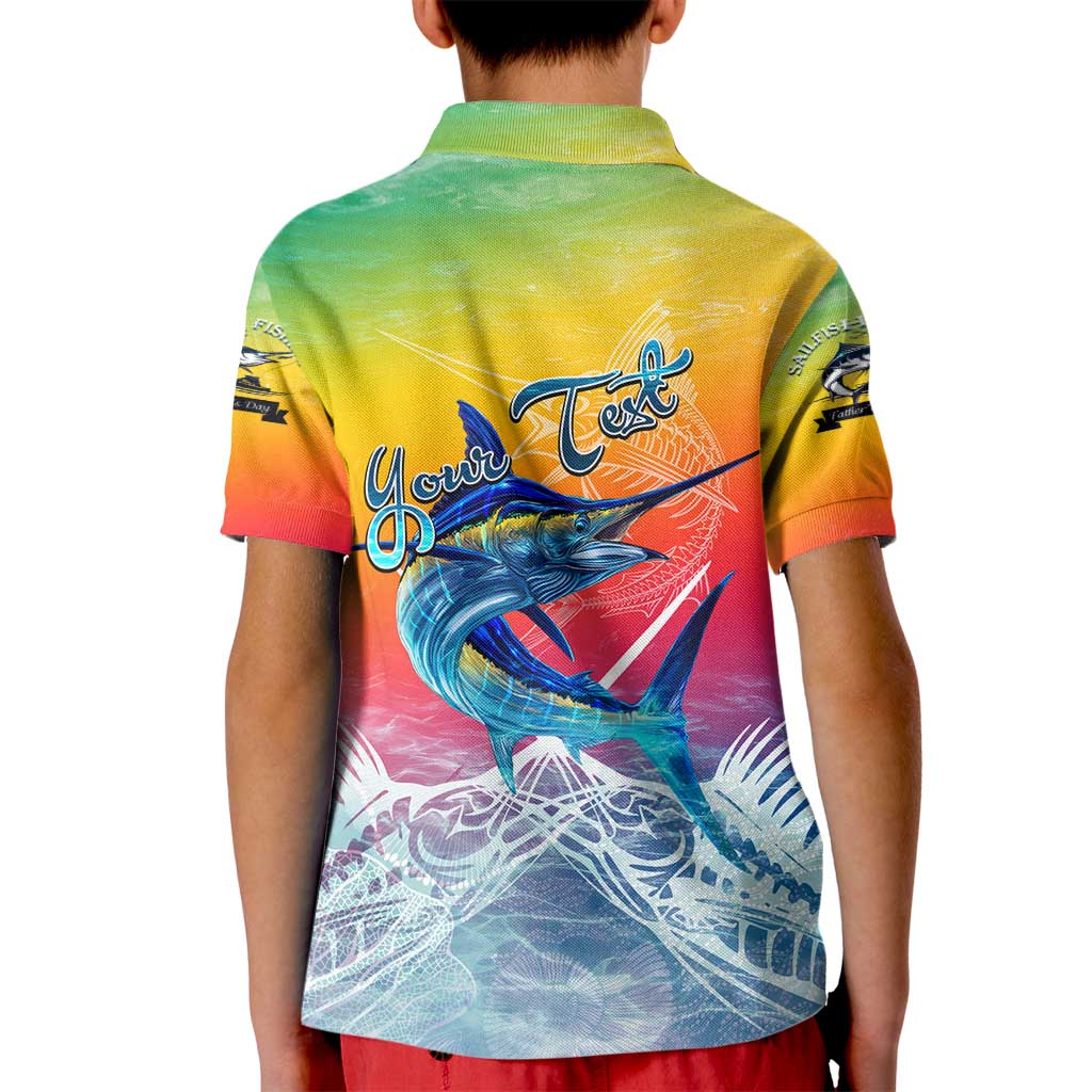 Fishing Dad Kid Polo Shirt Fast Sharp and Strong Like a Sailfish