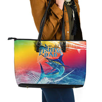 Fishing Dad Leather Tote Bag Fast Sharp and Strong Like a Sailfish