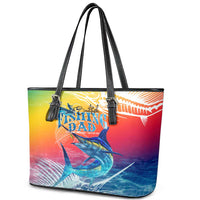 Fishing Dad Leather Tote Bag Fast Sharp and Strong Like a Sailfish