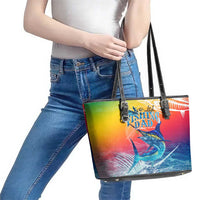 Fishing Dad Leather Tote Bag Fast Sharp and Strong Like a Sailfish