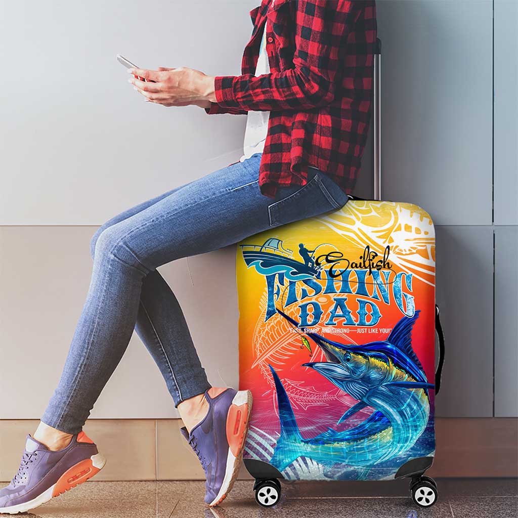 Fishing Dad Luggage Cover Fast Sharp and Strong Like a Sailfish