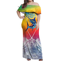Fishing Dad Off Shoulder Maxi Dress Fast Sharp and Strong Like a Sailfish