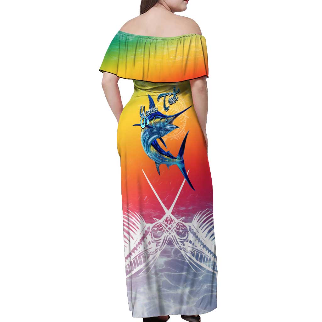Fishing Dad Off Shoulder Maxi Dress Fast Sharp and Strong Like a Sailfish