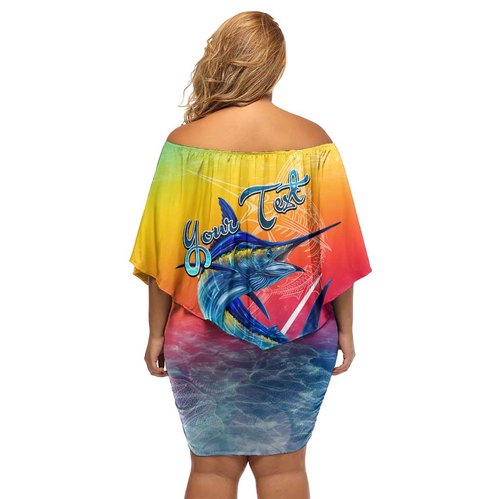 Fishing Dad Off Shoulder Short Dress Fast Sharp and Strong Like a Sailfish