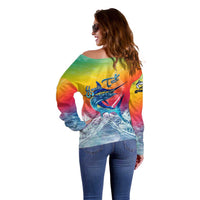 Fishing Dad Off Shoulder Sweater Fast Sharp and Strong Like a Sailfish