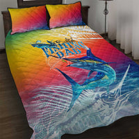 Fishing Dad Quilt Bed Set Fast Sharp and Strong Like a Sailfish