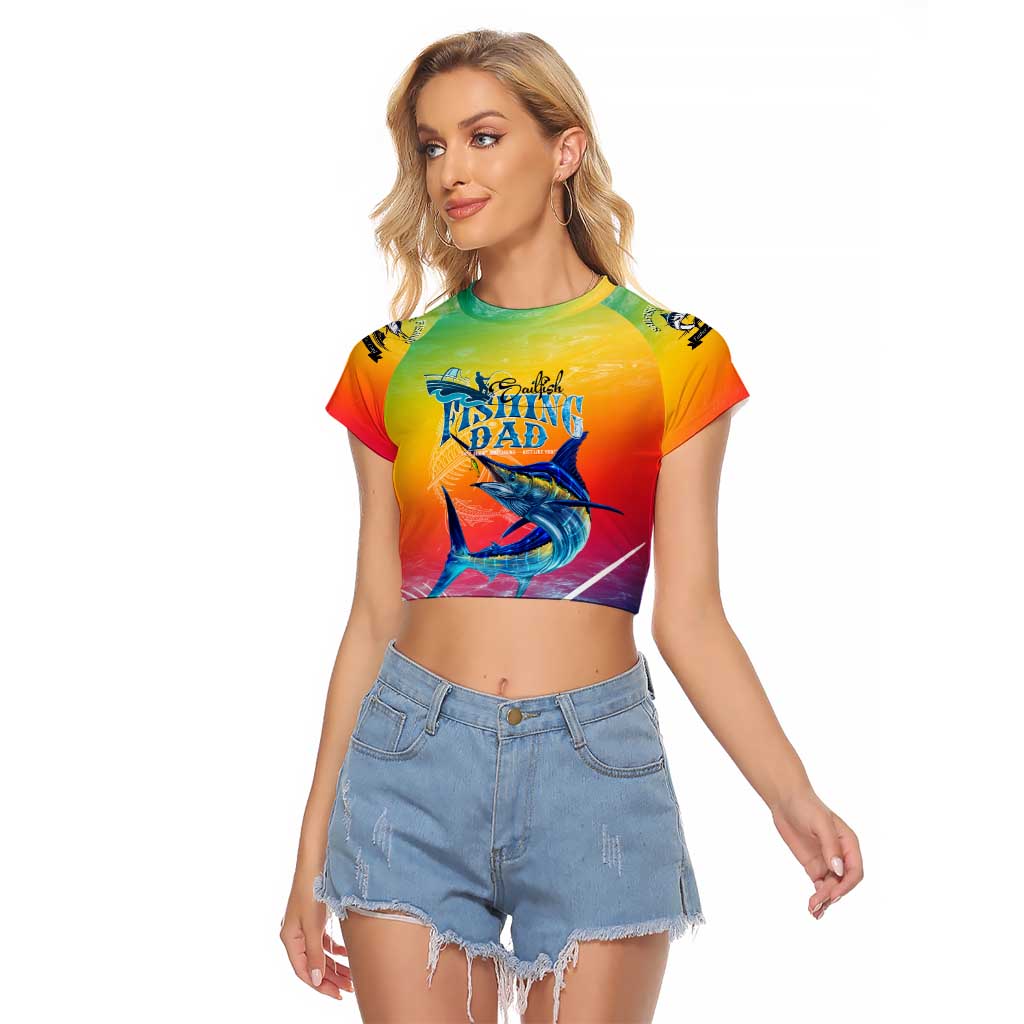 Fishing Dad Raglan Cropped T Shirt Fast Sharp and Strong Like a Sailfish