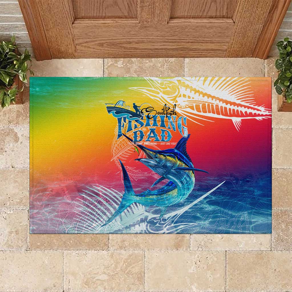 Fishing Dad Rubber Doormat Fast Sharp and Strong Like a Sailfish