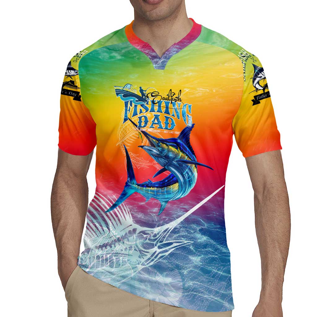 Fishing Dad Rugby Jersey Fast Sharp and Strong Like a Sailfish