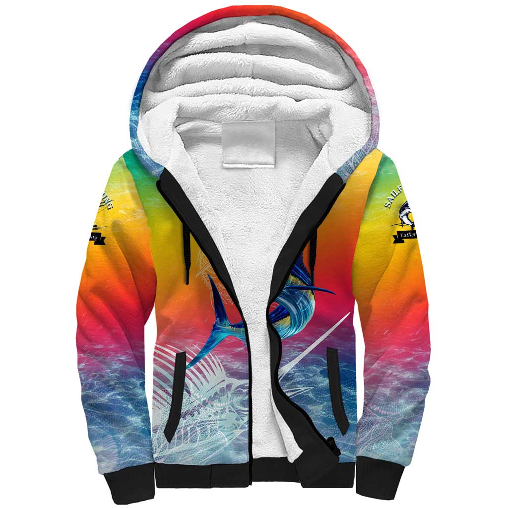 Fishing Dad Sherpa Hoodie Fast Sharp and Strong Like a Sailfish