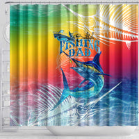Fishing Dad Shower Curtain Fast Sharp and Strong Like a Sailfish