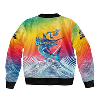 Fishing Dad Sleeve Zip Bomber Jacket Fast Sharp and Strong Like a Sailfish