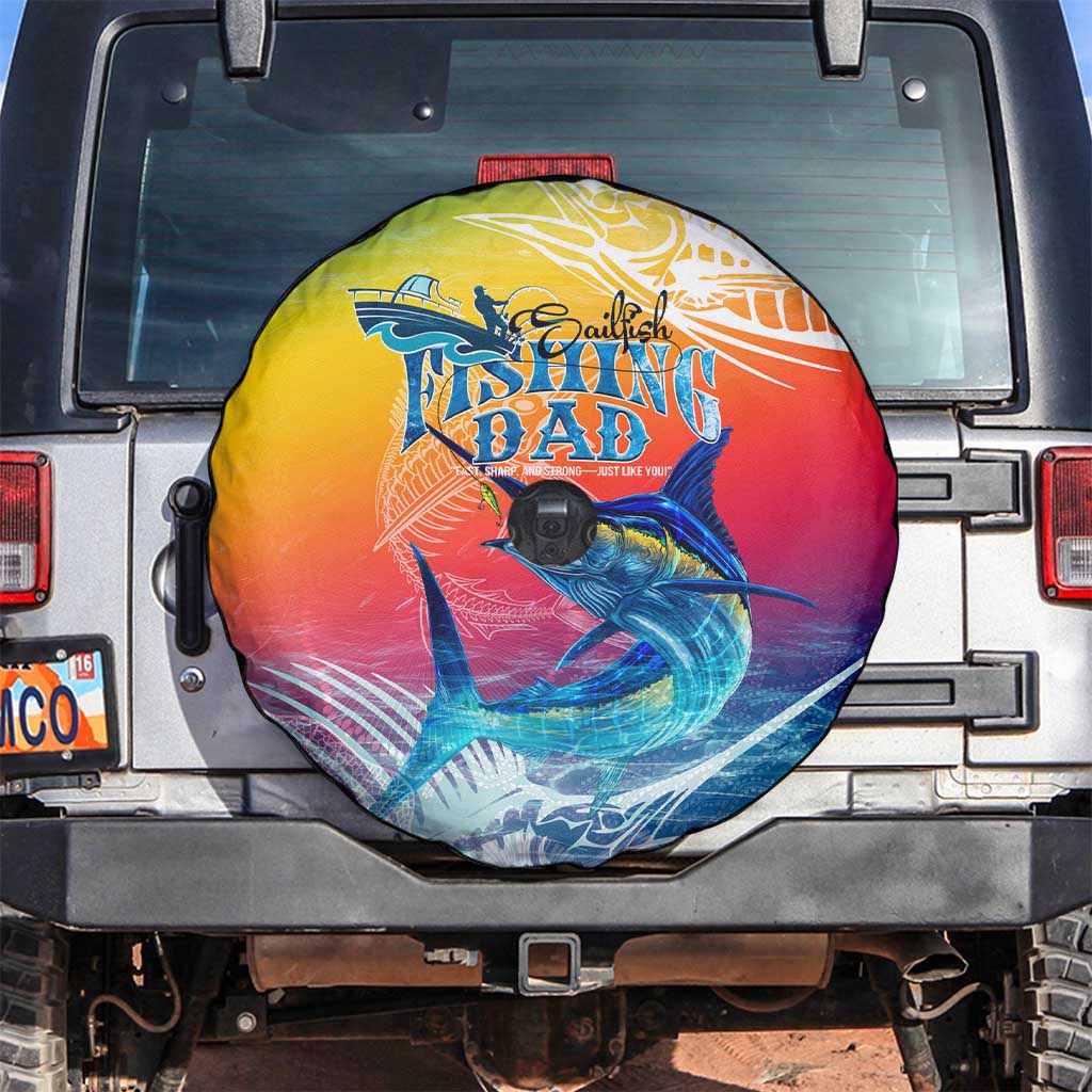 Fishing Dad Spare Tire Cover Fast Sharp and Strong Like a Sailfish