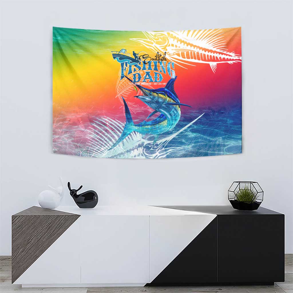 Fishing Dad Tapestry Fast Sharp and Strong Like a Sailfish