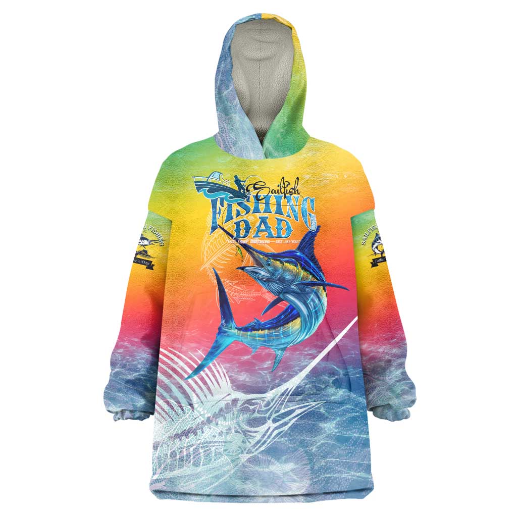 Fishing Dad Wearable Blanket Hoodie Fast Sharp and Strong Like a Sailfish