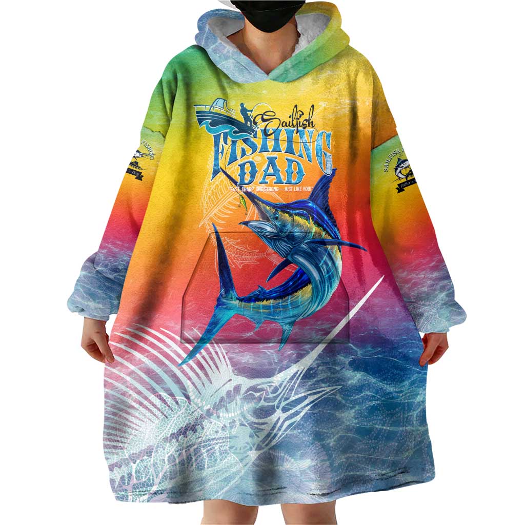 Fishing Dad Wearable Blanket Hoodie Fast Sharp and Strong Like a Sailfish