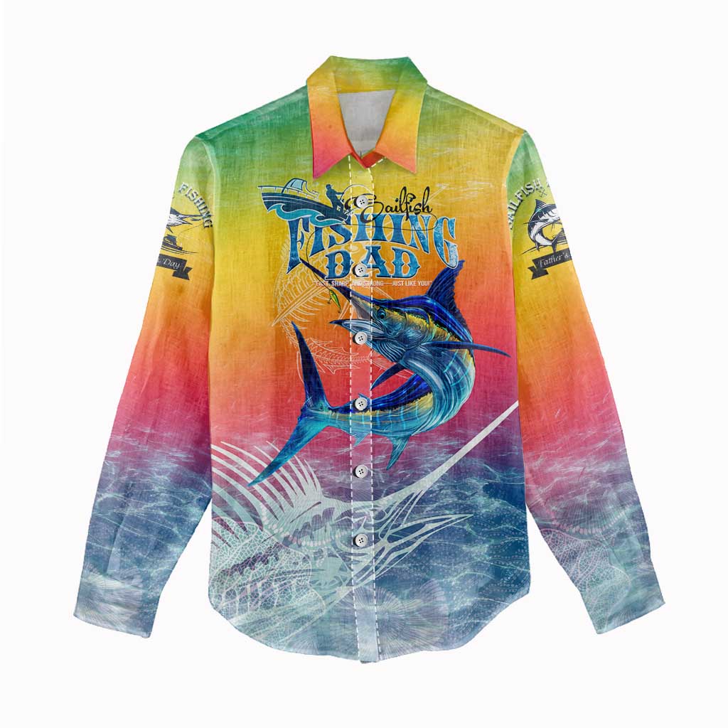 Fishing Dad Women Casual Shirt Fast Sharp and Strong Like a Sailfish