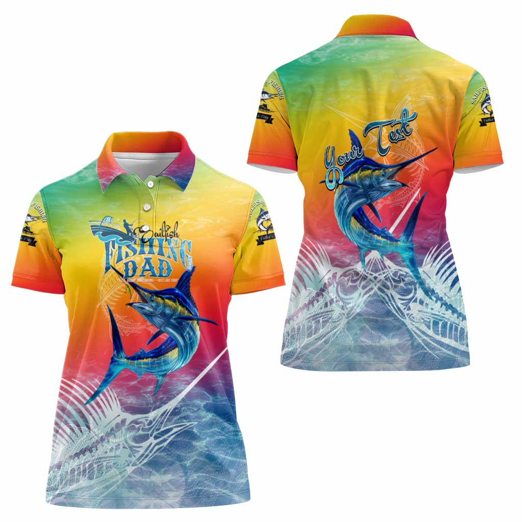 Fishing Dad Women Polo Shirt Fast Sharp and Strong Like a Sailfish