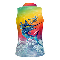 Fishing Dad Women Sleeveless Polo Shirt Fast Sharp and Strong Like a Sailfish