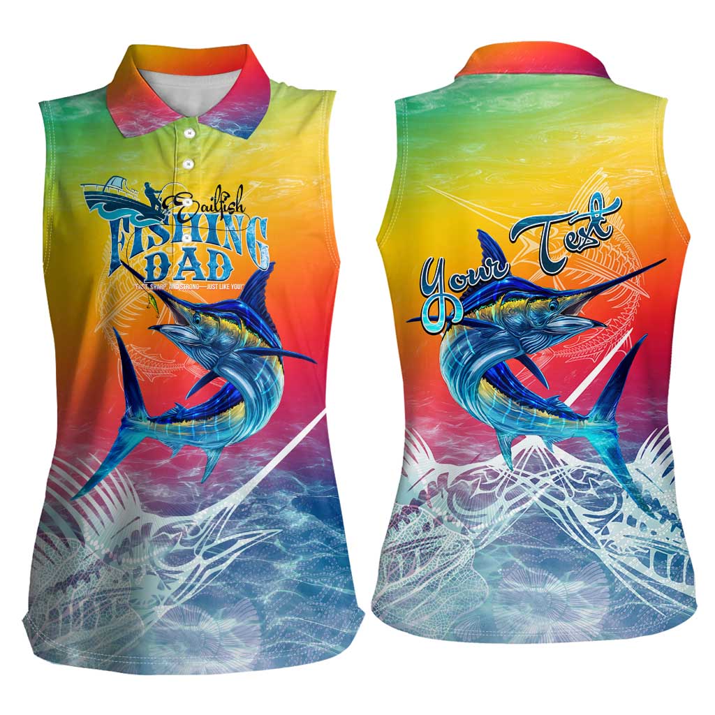 Fishing Dad Women Sleeveless Polo Shirt Fast Sharp and Strong Like a Sailfish
