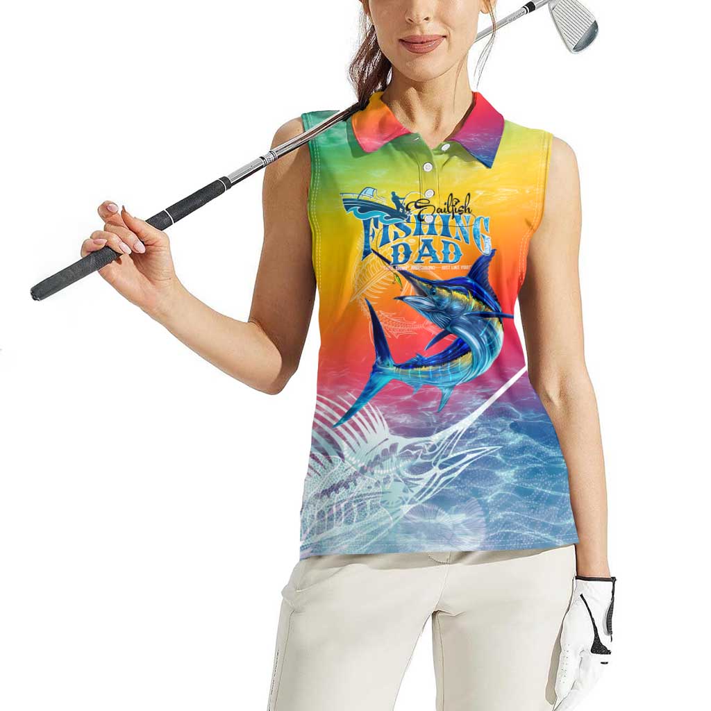 Fishing Dad Women Sleeveless Polo Shirt Fast Sharp and Strong Like a Sailfish