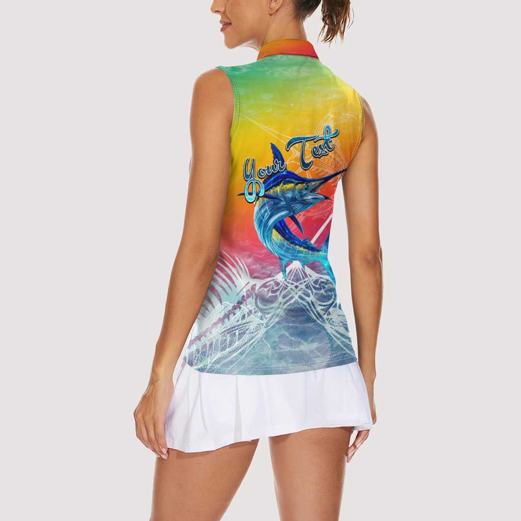 Fishing Dad Women Sleeveless Polo Shirt Fast Sharp and Strong Like a Sailfish