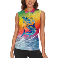 Fishing Dad Women Sleeveless Polo Shirt Fast Sharp and Strong Like a Sailfish