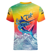 Fishing Dad Women V-Neck T-Shirt Fast Sharp and Strong Like a Sailfish