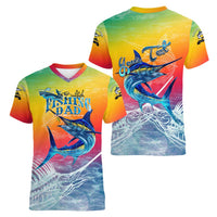 Fishing Dad Women V-Neck T-Shirt Fast Sharp and Strong Like a Sailfish