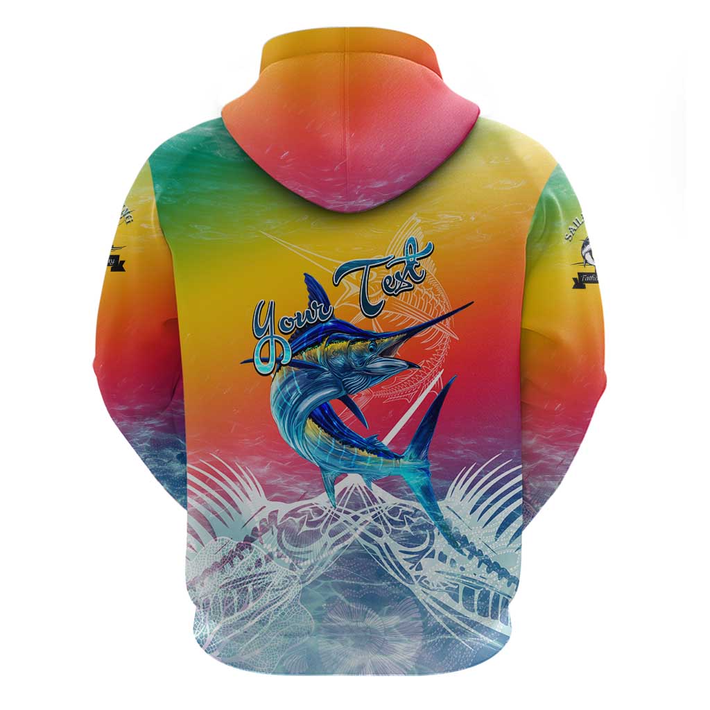 Fishing Dad Zip Hoodie Fast Sharp and Strong Like a Sailfish