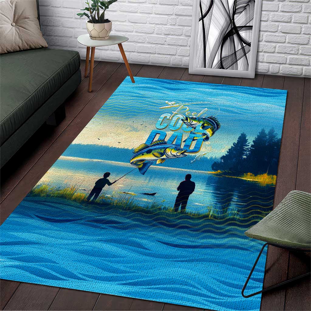 Reel Cool Dad Fishing Area Rug Father Hooked on Love and Lakeside Moments