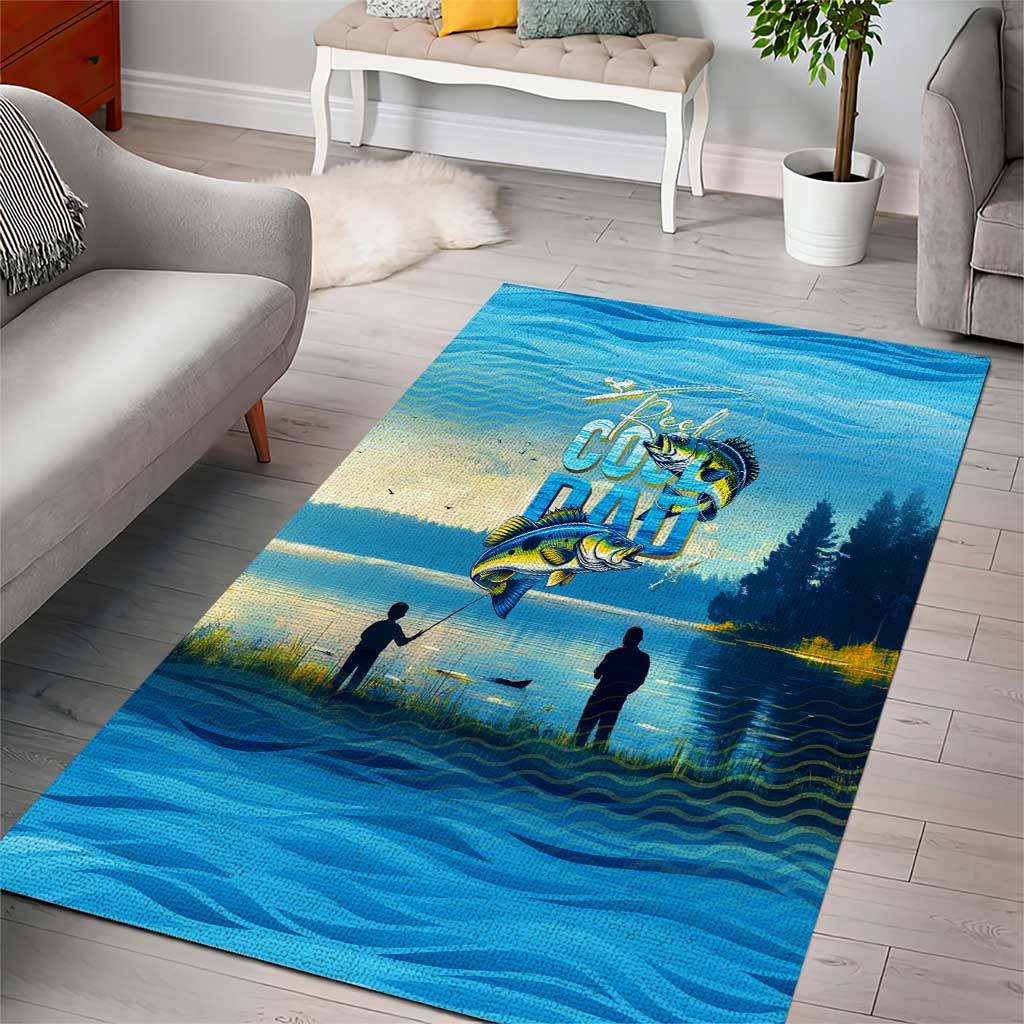 Reel Cool Dad Fishing Area Rug Father Hooked on Love and Lakeside Moments