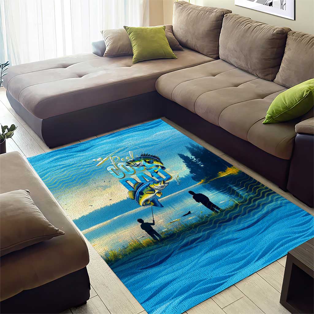 Reel Cool Dad Fishing Area Rug Father Hooked on Love and Lakeside Moments