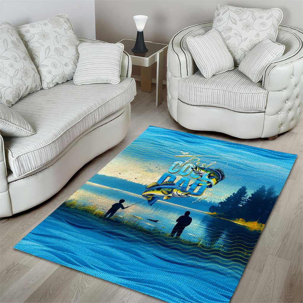 Reel Cool Dad Fishing Area Rug Father Hooked on Love and Lakeside Moments