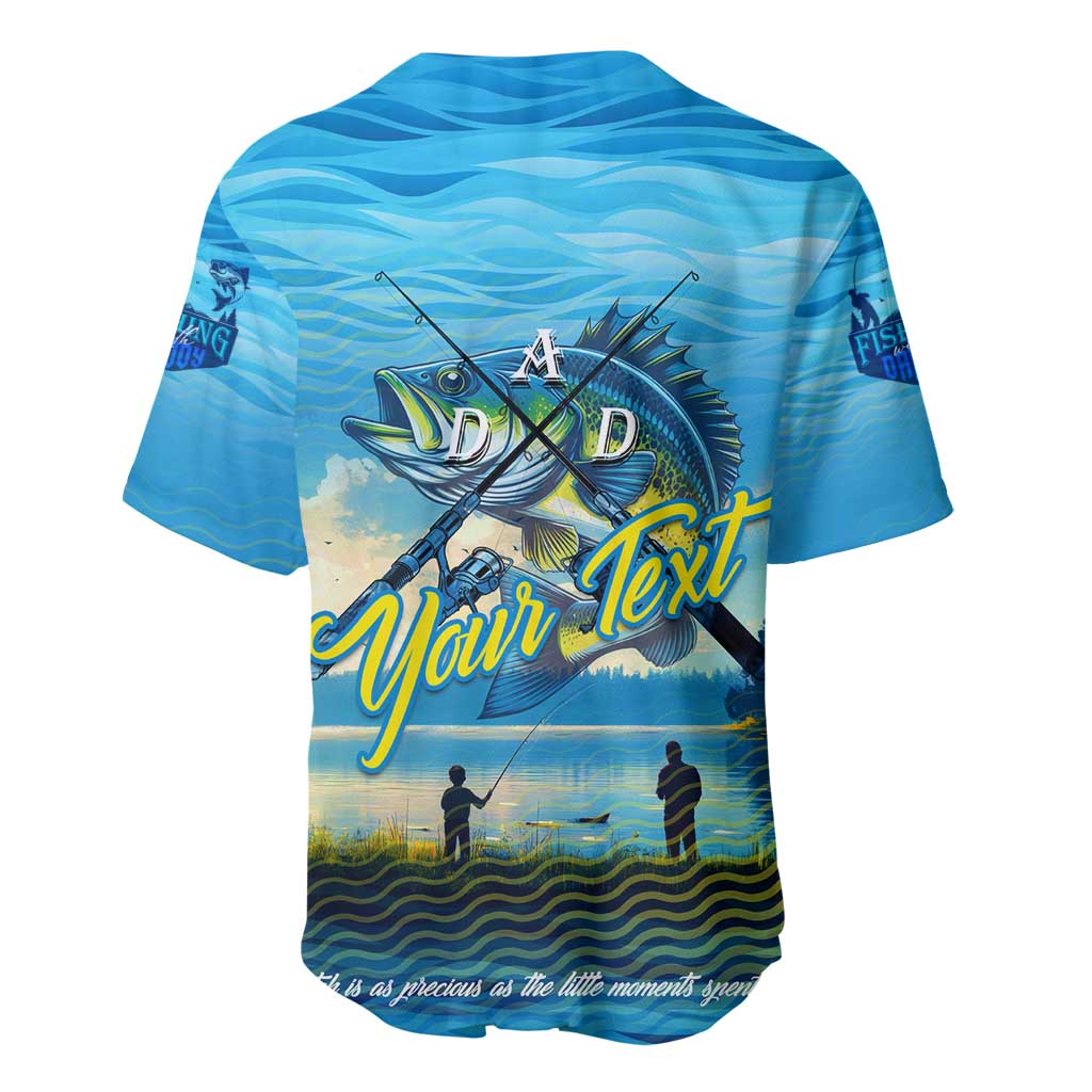 Reel Cool Dad Fishing Baseball Jersey Father Hooked on Love and Lakeside Moments