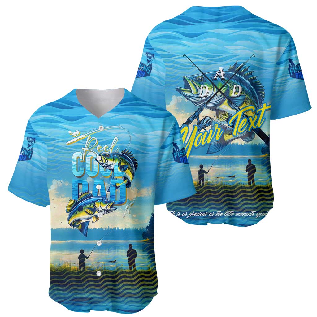 Reel Cool Dad Fishing Baseball Jersey Father Hooked on Love and Lakeside Moments