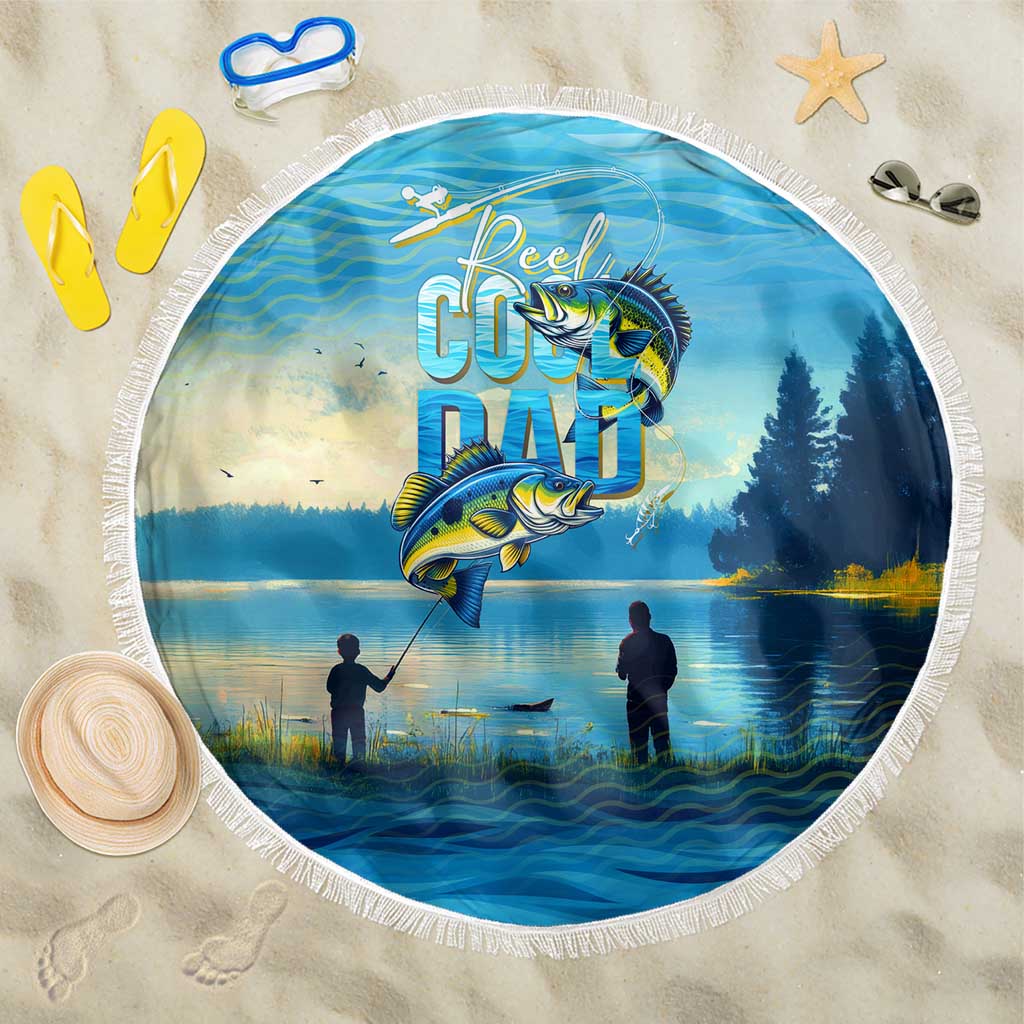 Reel Cool Dad Fishing Beach Blanket Father Hooked on Love and Lakeside Moments
