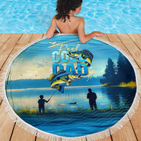 Reel Cool Dad Fishing Beach Blanket Father Hooked on Love and Lakeside Moments