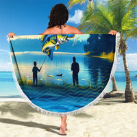 Reel Cool Dad Fishing Beach Blanket Father Hooked on Love and Lakeside Moments