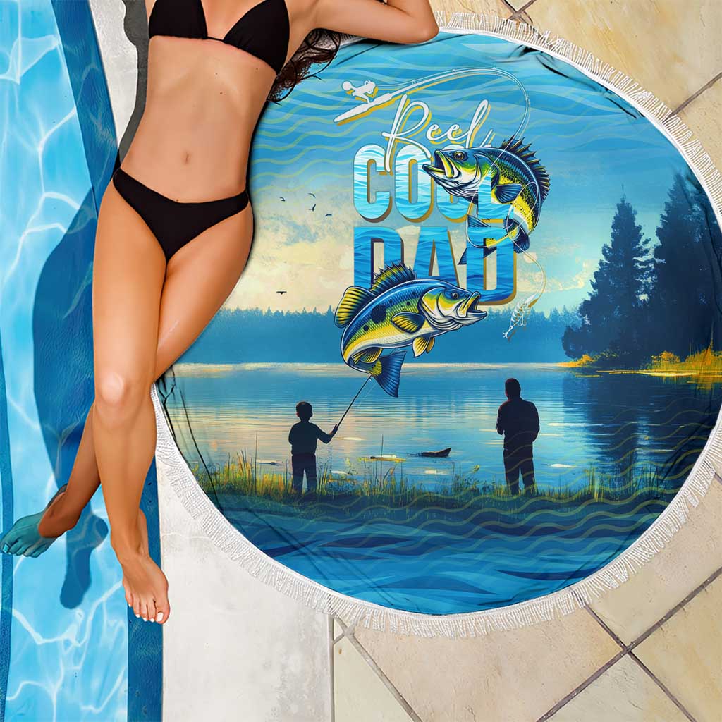 Reel Cool Dad Fishing Beach Blanket Father Hooked on Love and Lakeside Moments