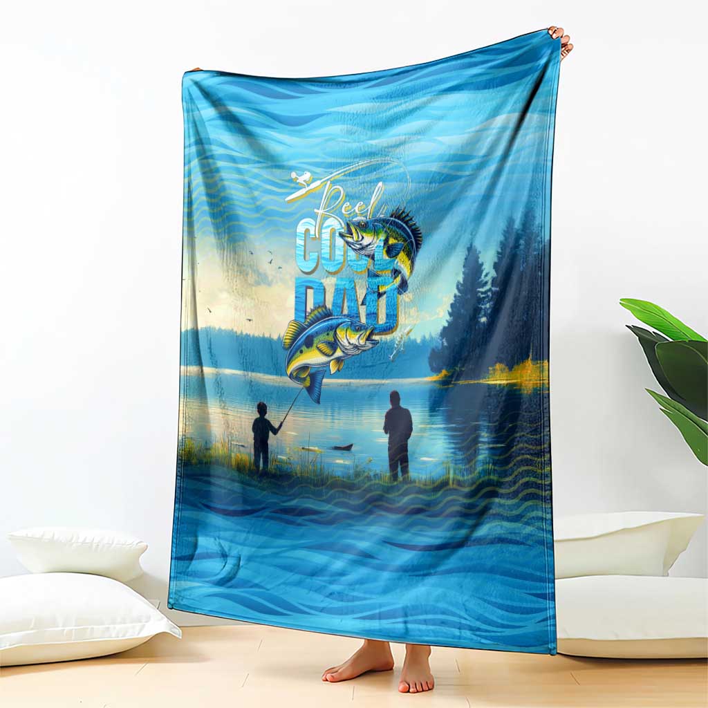 Reel Cool Dad Fishing Blanket Father Hooked on Love and Lakeside Moments