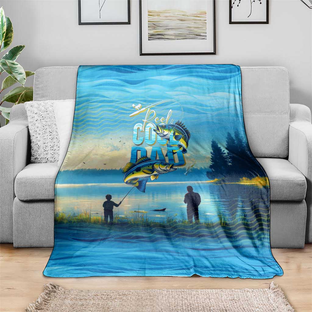 Reel Cool Dad Fishing Blanket Father Hooked on Love and Lakeside Moments