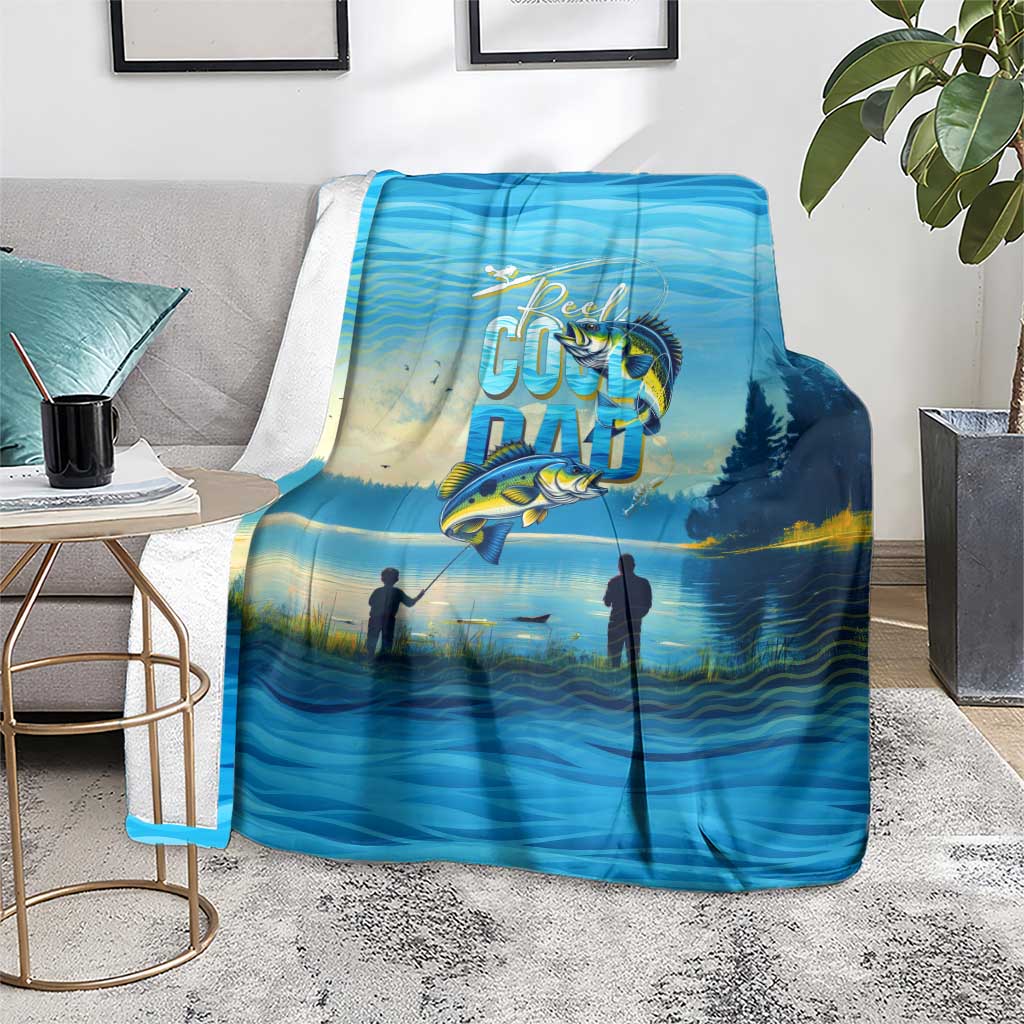 Reel Cool Dad Fishing Blanket Father Hooked on Love and Lakeside Moments