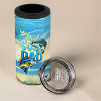 Reel Cool Dad Fishing 4 in 1 Can Cooler Tumbler Father Hooked on Love and Lakeside Moments