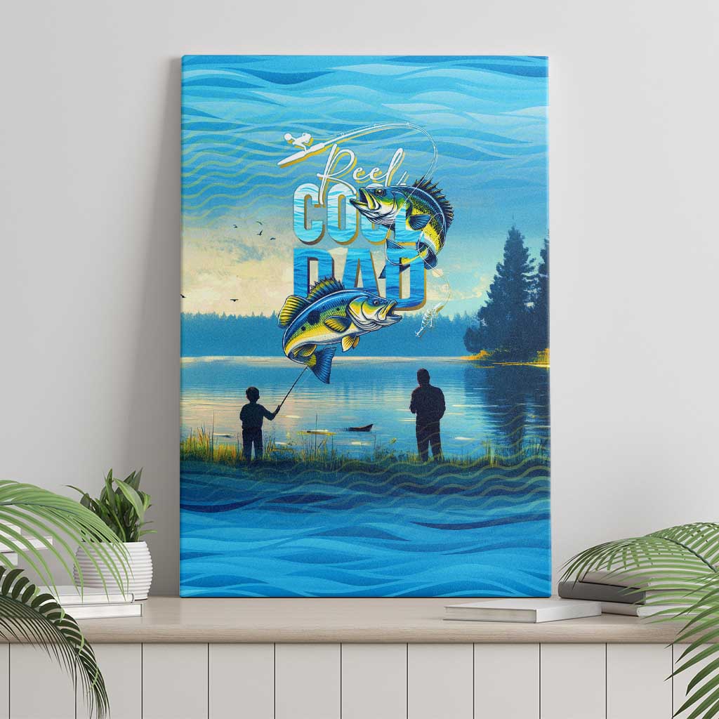 Reel Cool Dad Fishing Canvas Wall Art Father Hooked on Love and Lakeside Moments